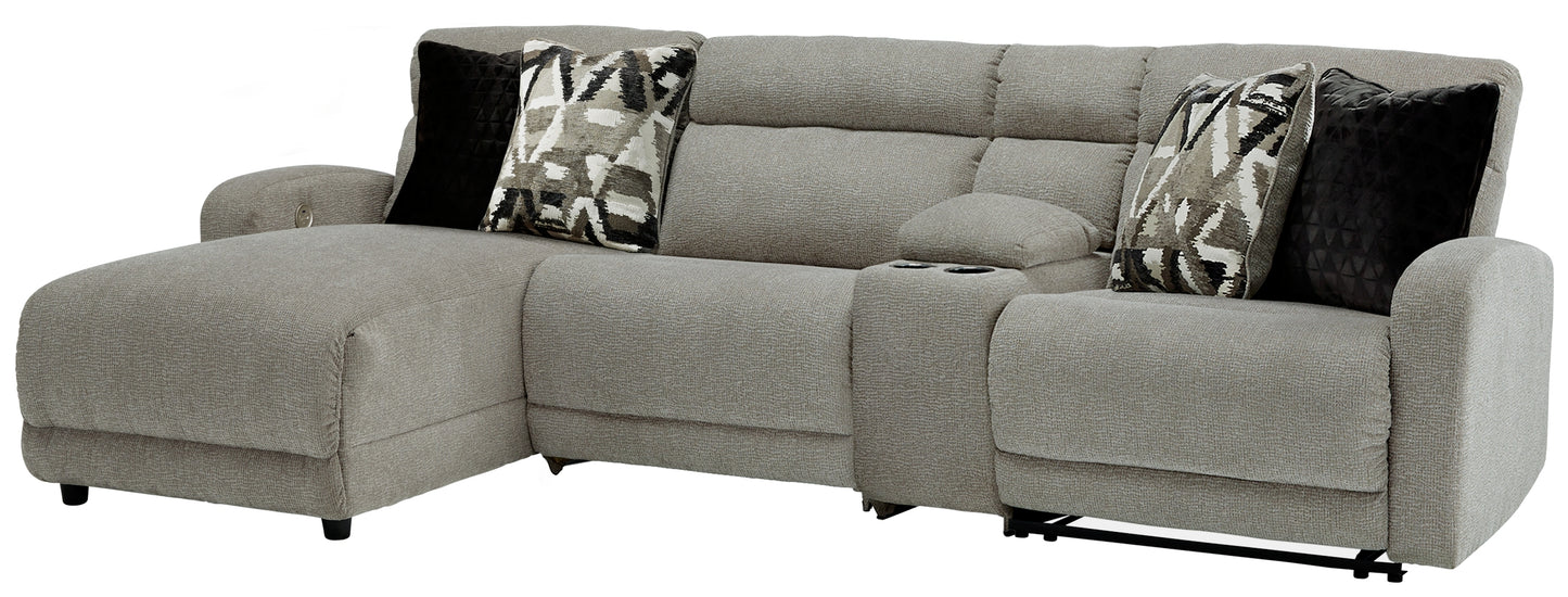 Myers Furniture Outlet - Ashley Furniture - Colleyville Sectional - 4-Piece Power Reclining Sectional with Chaise / Stone - 54405S5