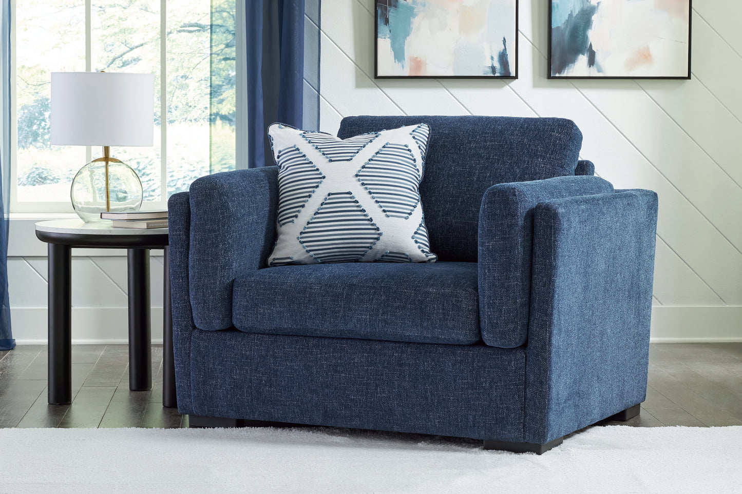 Myers Furniture Outlet - Ashley Furniture - Evansley Living Room - Chair and a Half / Navy - 5450223