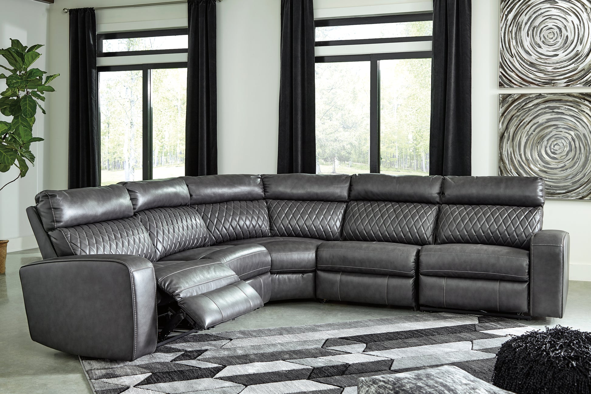 Myers Furniture Outlet - Ashley Furniture - Samperstone Sectional - 2-Piece Power Reclining Sectional Loveseat / Gray - 55203S5