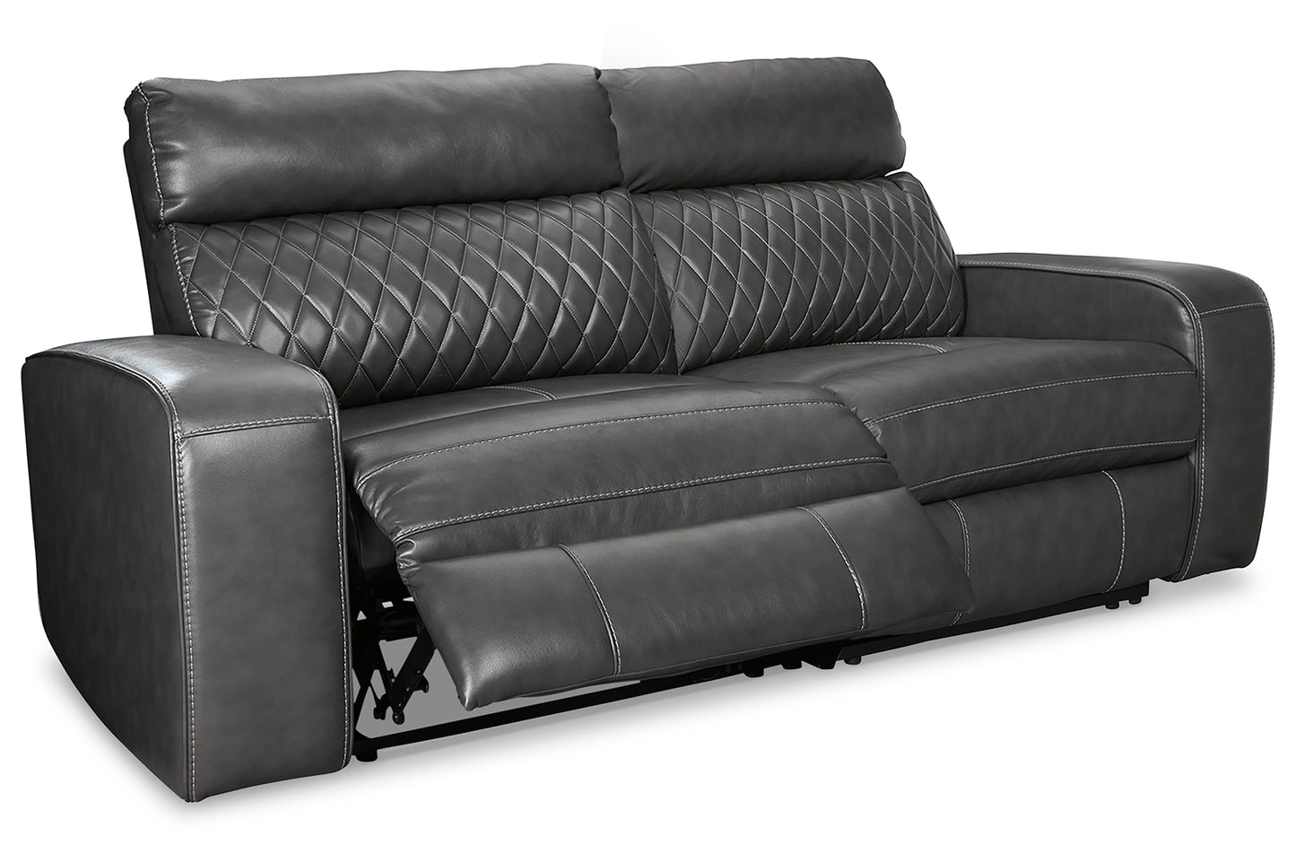 Myers Furniture Outlet - Ashley Furniture - Samperstone Sectional - 2-Piece Power Reclining Sectional Loveseat / Gray - 55203S5