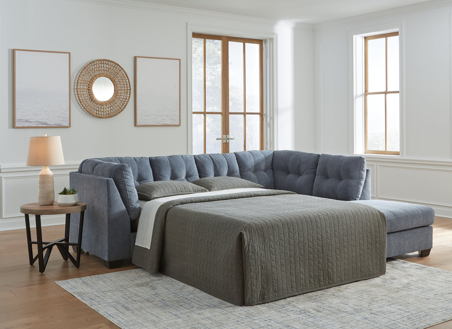 Myers Furniture Outlet - Ashley Furniture - Marleton Sectional - 2-Piece Sleeper Sectional with Chaise / Denim - 55303S4