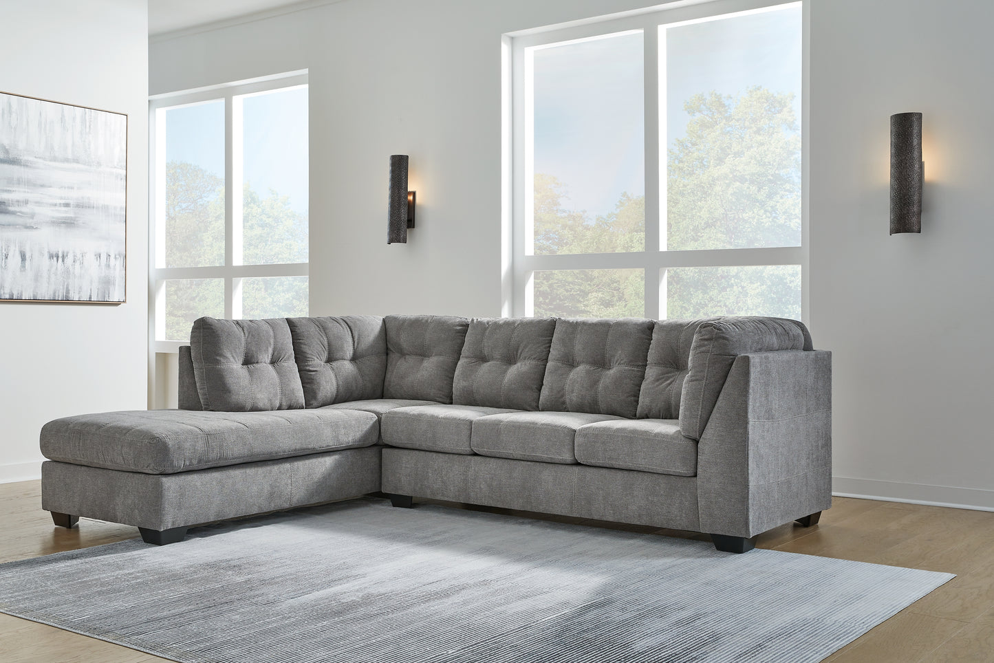 Myers Furniture Outlet - Ashley Furniture - Marleton Sectional - RAF 2-Piece Sectional with Chaise / Gray - 55305S1