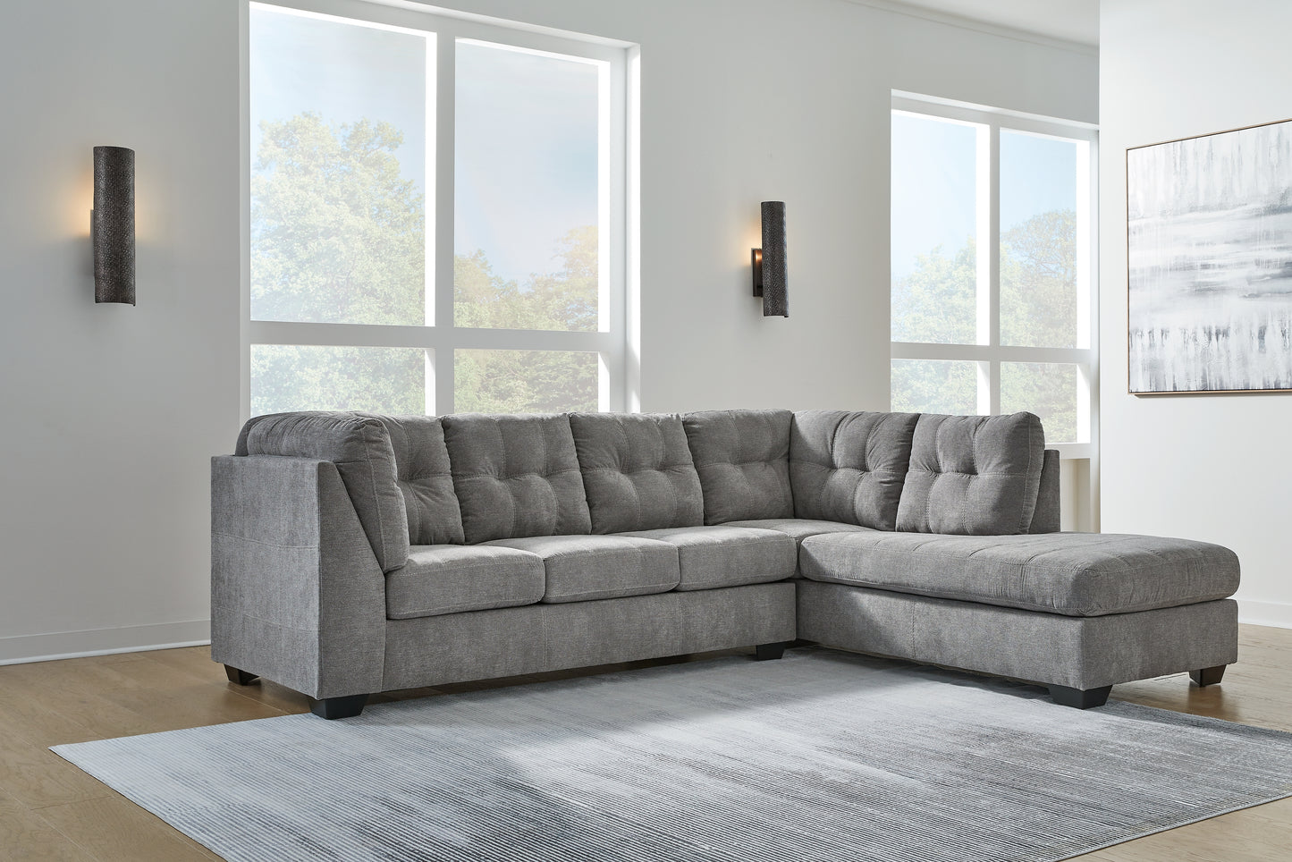 Myers Furniture Outlet - Ashley Furniture - Marleton Sectional - LAF 2-Piece Sectional with Chaise / Gray - 55305S2