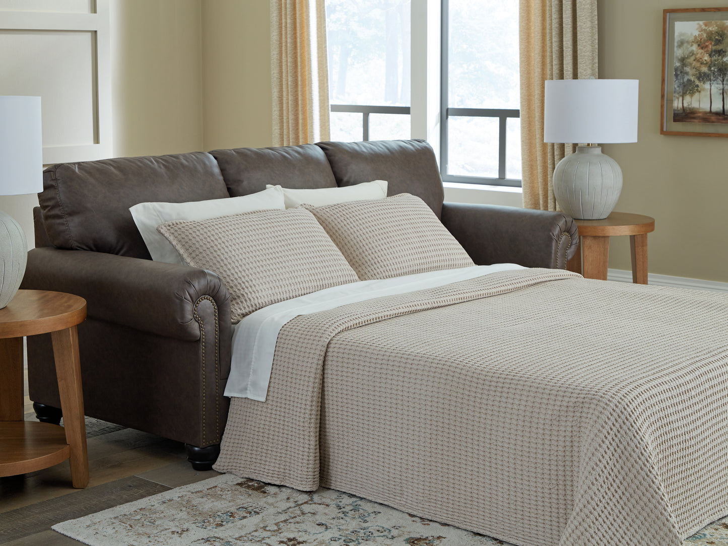 Myers Furniture Outlet - Ashley Furniture - Roxmere Living Room - Queen Sofa Sleeper / Umber - 5550339