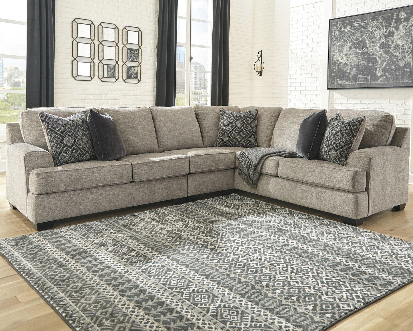 Myers Furniture Outlet - Ashley Furniture - Bovarian Sectional - RAF 3-Piece Sectional / Stone - 56103S2