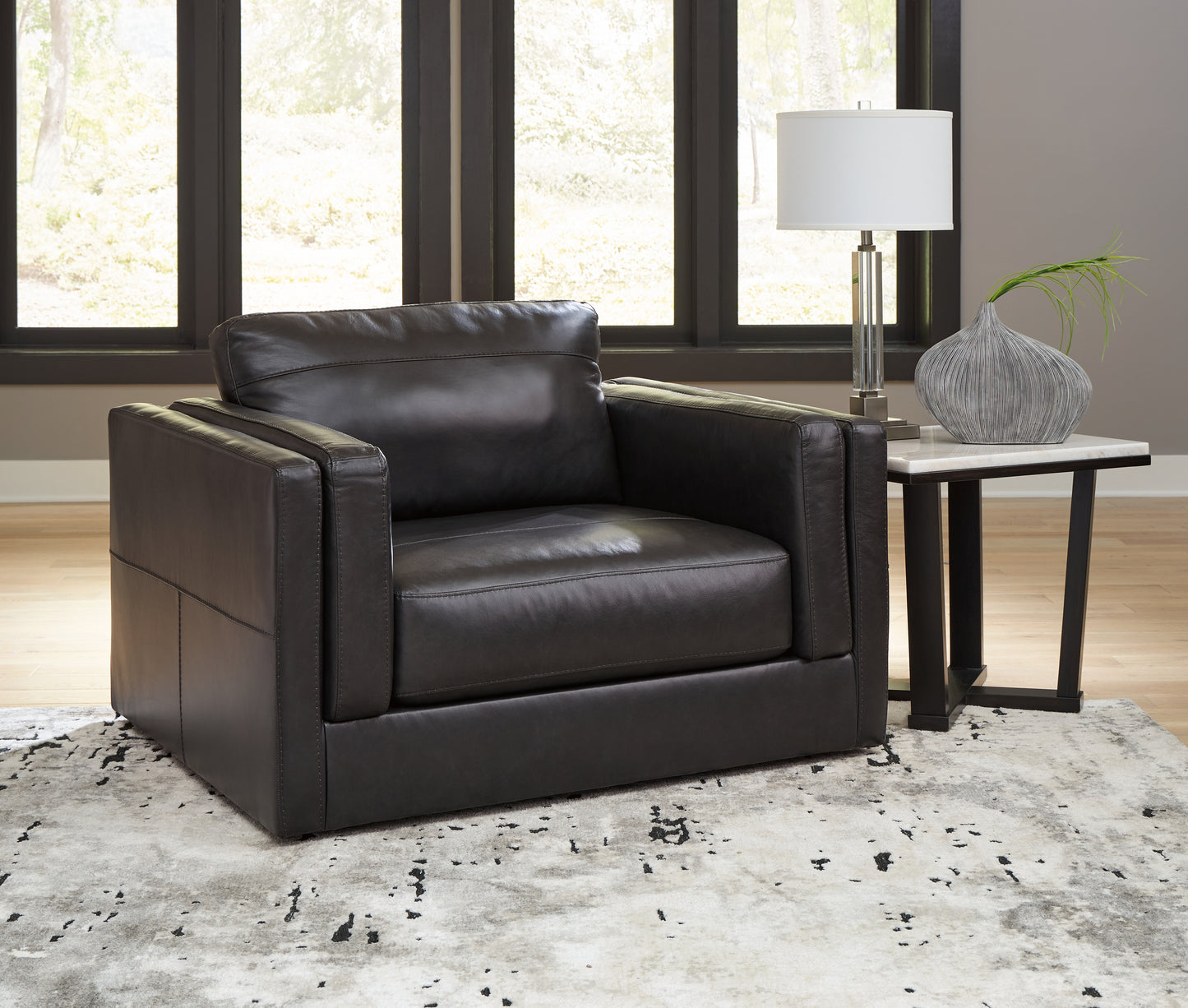 Myers Furniture Outlet - Ashley Furniture - Amiata Living Room - Chair and a Half / Onyx - 5740523