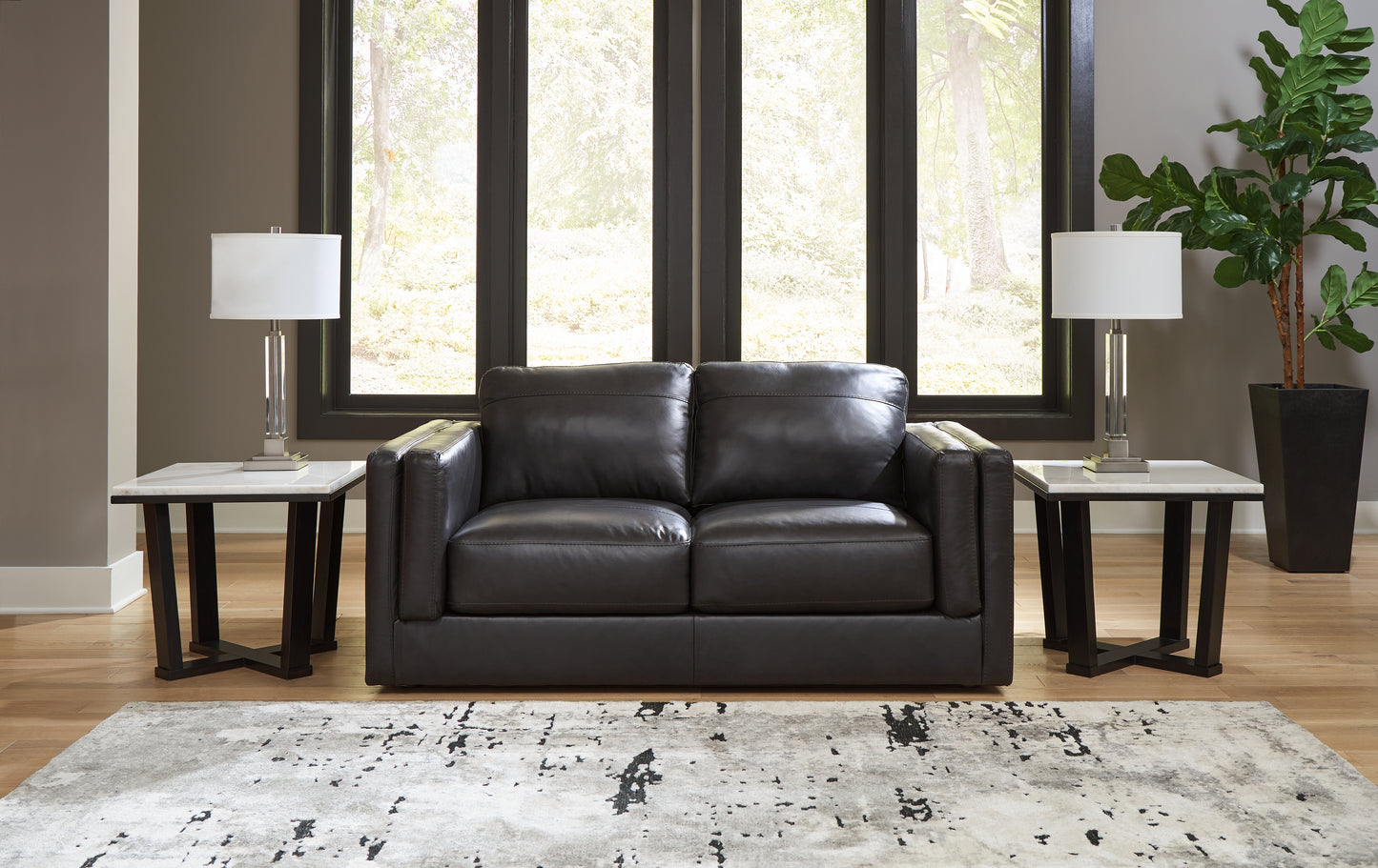 Myers Furniture Outlet - Ashley Furniture - Amiata Living Room - Loveseat / Onyx - 5740535