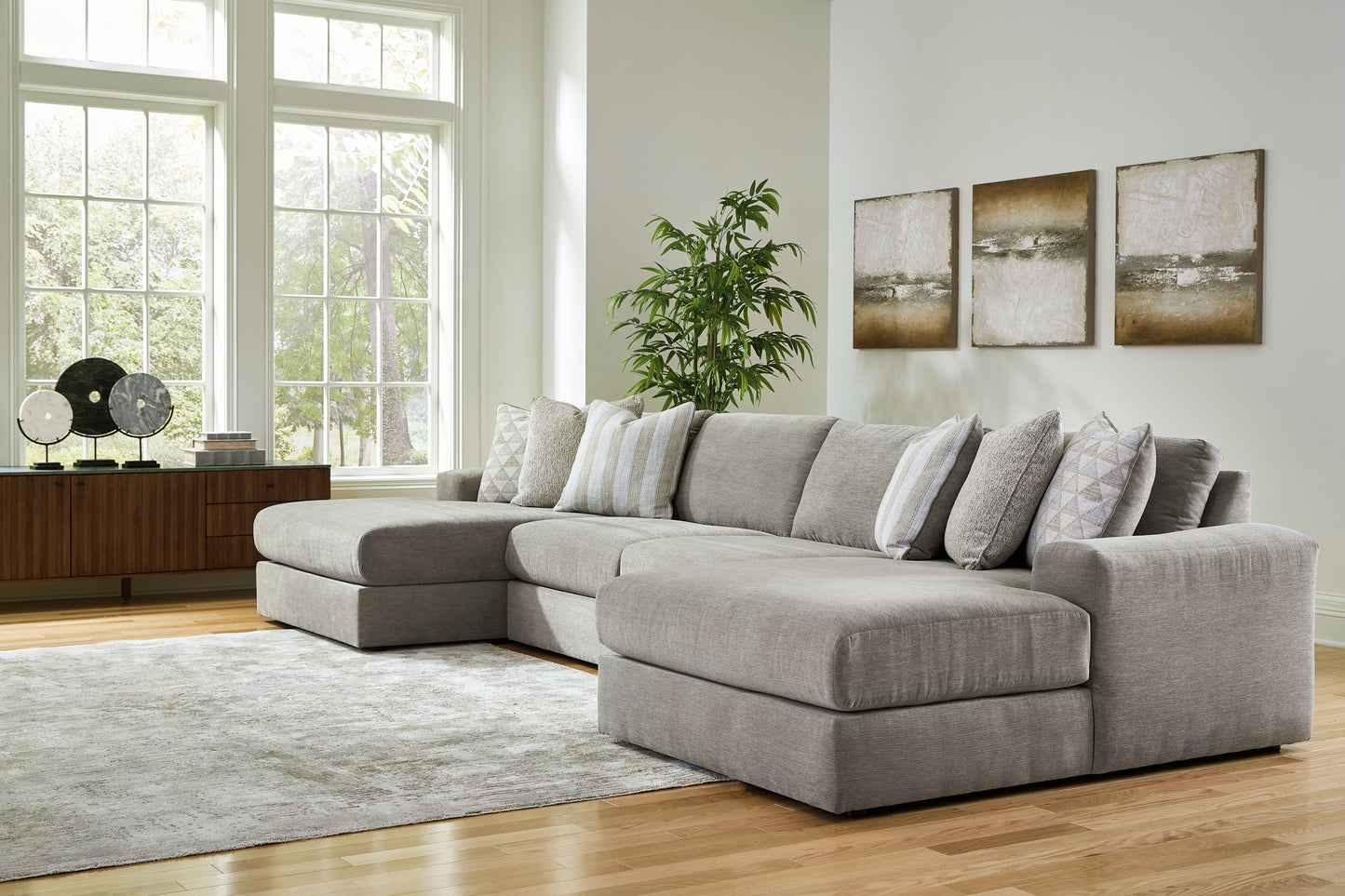 Myers Furniture Outlet - Ashley Furniture - Avaliyah Sectional - RAF 4-Piece Double Chaise Sectional / Ash - 58103S11