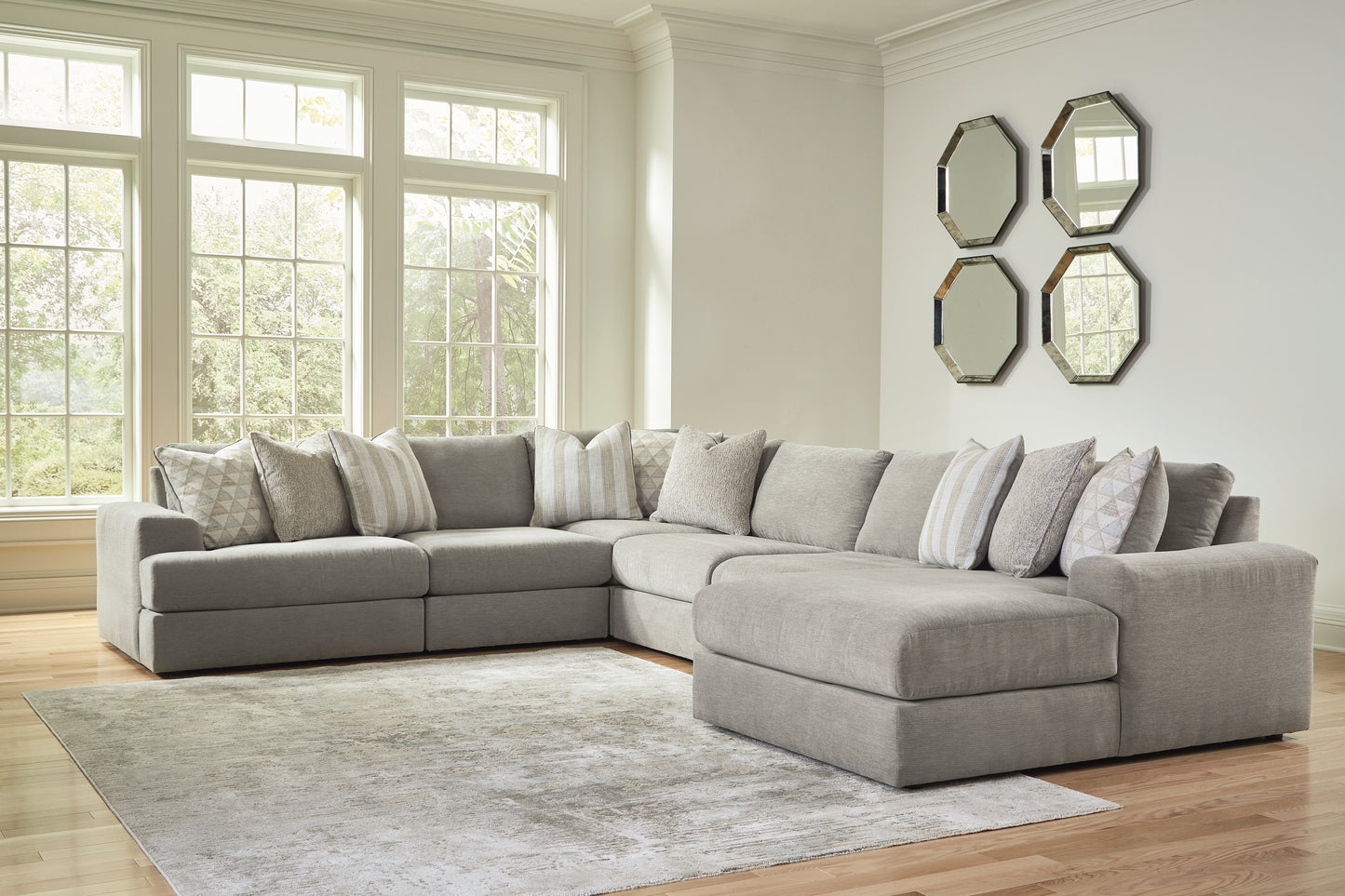 Myers Furniture Outlet - Ashley Furniture - Avaliyah Sectional - RAF 6-Piece Sectional with Chaise / Ash - 58103S12