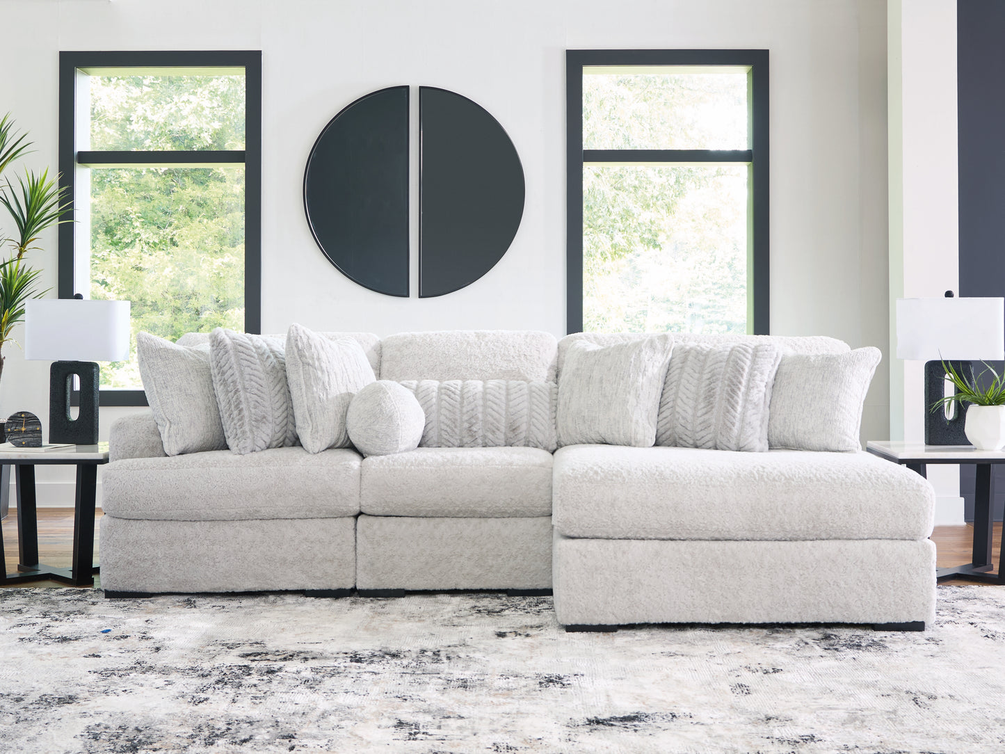 Myers Furniture Outlet - Ashley Furniture - Cuddle Plush Sectional - RAF 3-Piece Sectional with Chaise / Arctic - PC59106S1