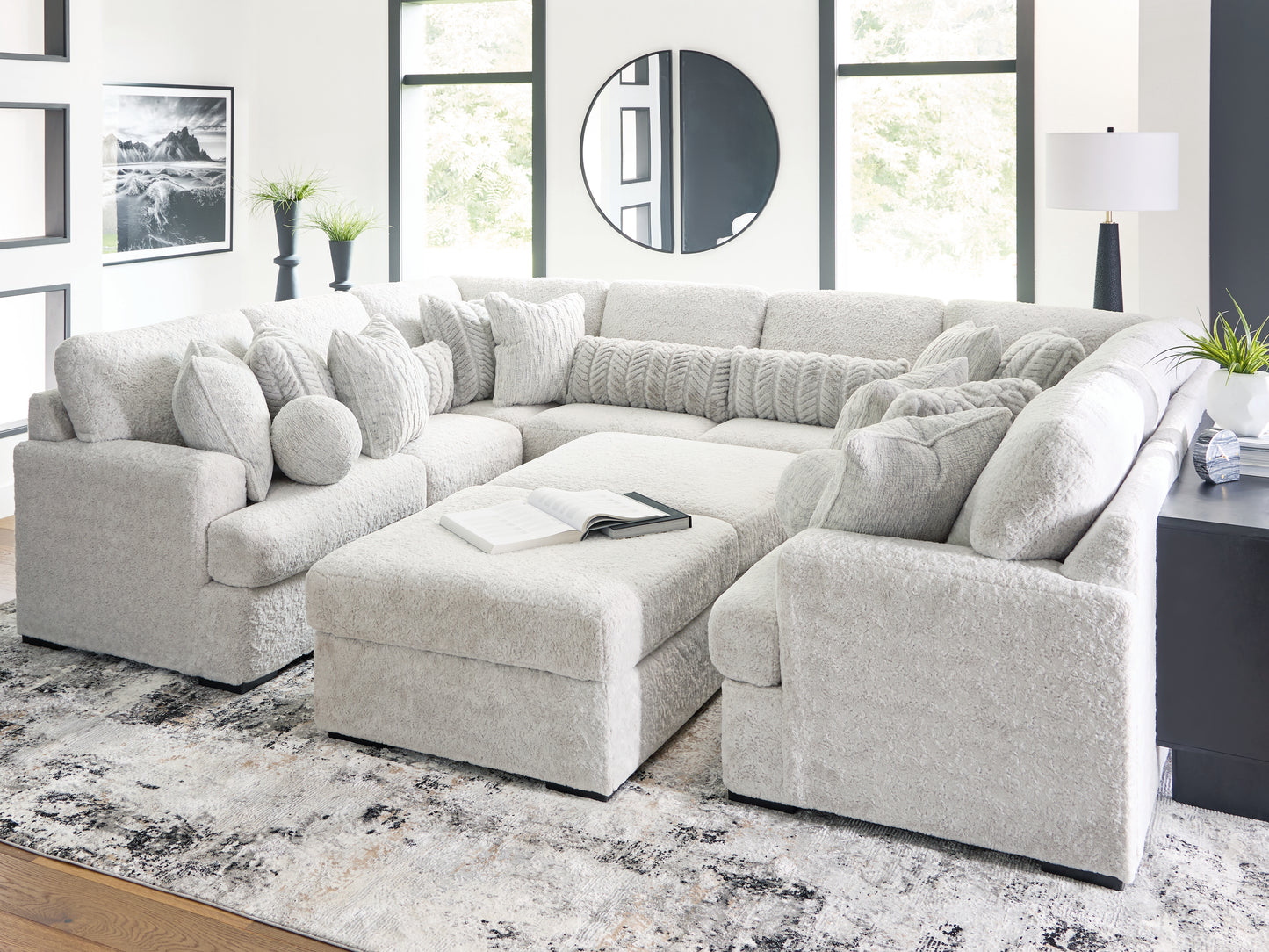 Myers Furniture Outlet - Ashley Furniture - Cuddle Plush Sectional - 6-Piece Sectional with Chaise / Arctic - PC59106S8