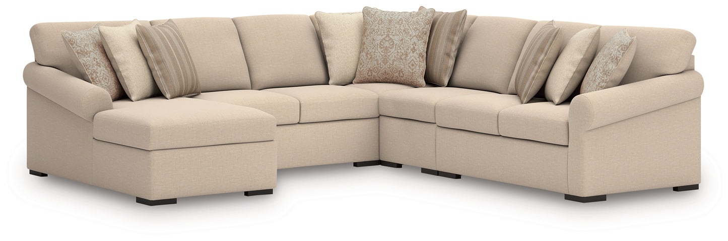Myers Furniture Outlet - Ashley Furniture - LadyMae Sectional - RAF 5-Piece Sectional with Chaise / Twill - 59404S8