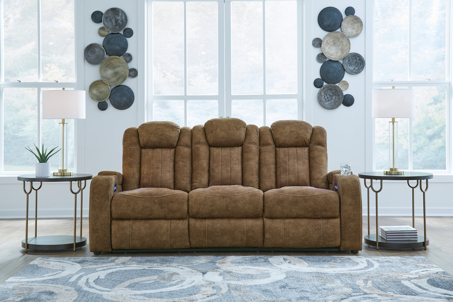 Myers Furniture Outlet - Ashley Furniture - Wolfridge Living Room - PWR REC Sofa with ADJ Headrest / Brindle - 6070315