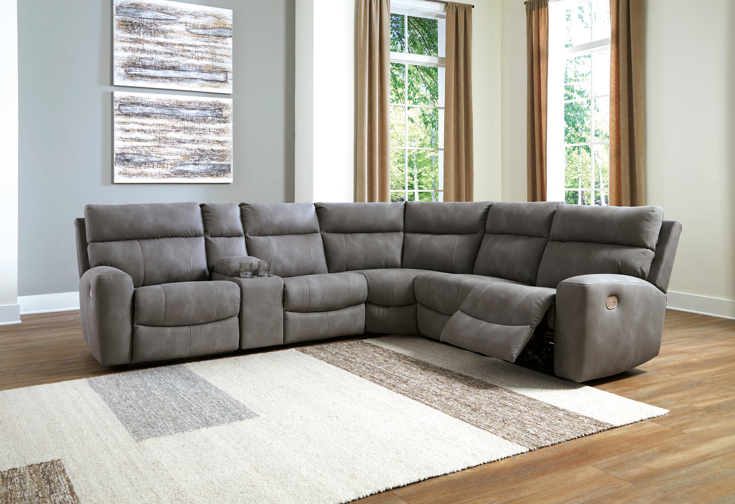 Myers Furniture Outlet - Ashley Furniture - Next-Gen DuraPella Sectional - 6-Piece Power Reclining Sectional / Slate - 61003S7