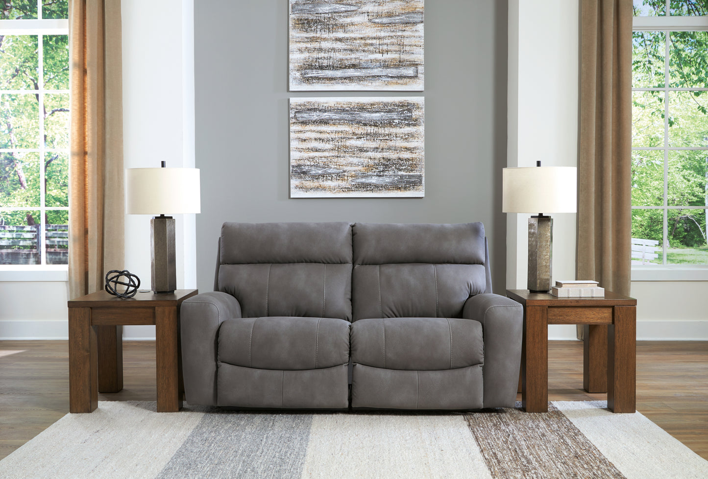 Myers Furniture Outlet - Ashley Furniture - Next-Gen DuraPella Sectional - 2-Piece Power Reclining Sectional Loveseat / Slate - 61003S1
