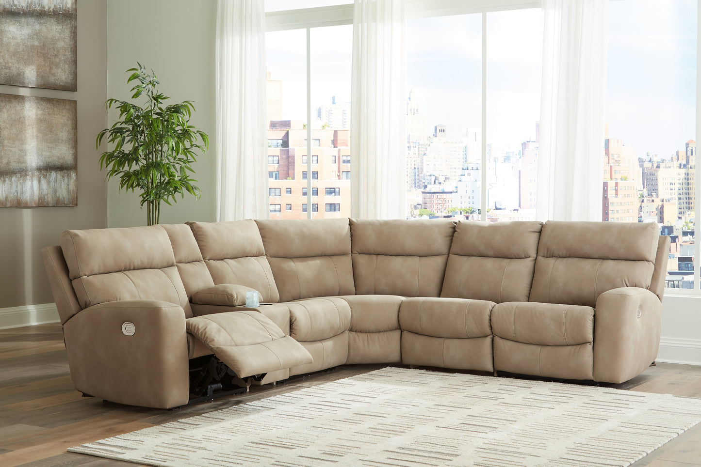Myers Furniture Outlet - Ashley Furniture - Next-Gen DuraPella Sectional - 6-Piece Power Reclining Sectional / Sand - 61004S7