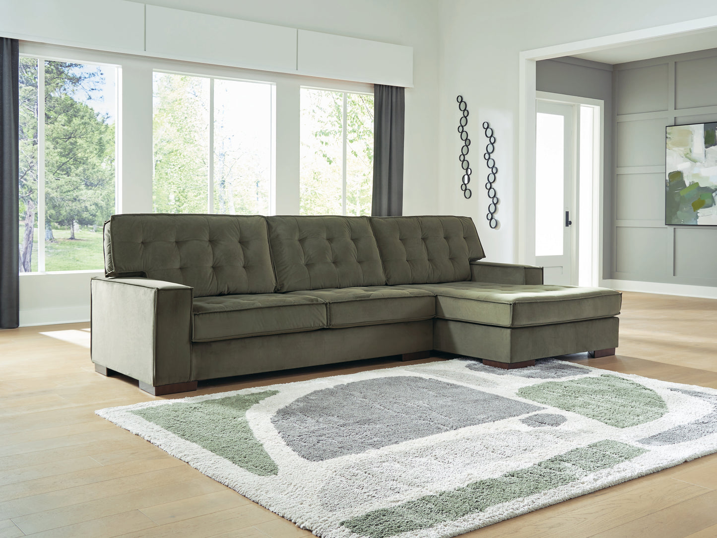 Myers Furniture Outlet - Ashley Furniture - Caspian-Town Sectional - LAF 2-Piece Sectional with Chaise / Olive - PC61702S2