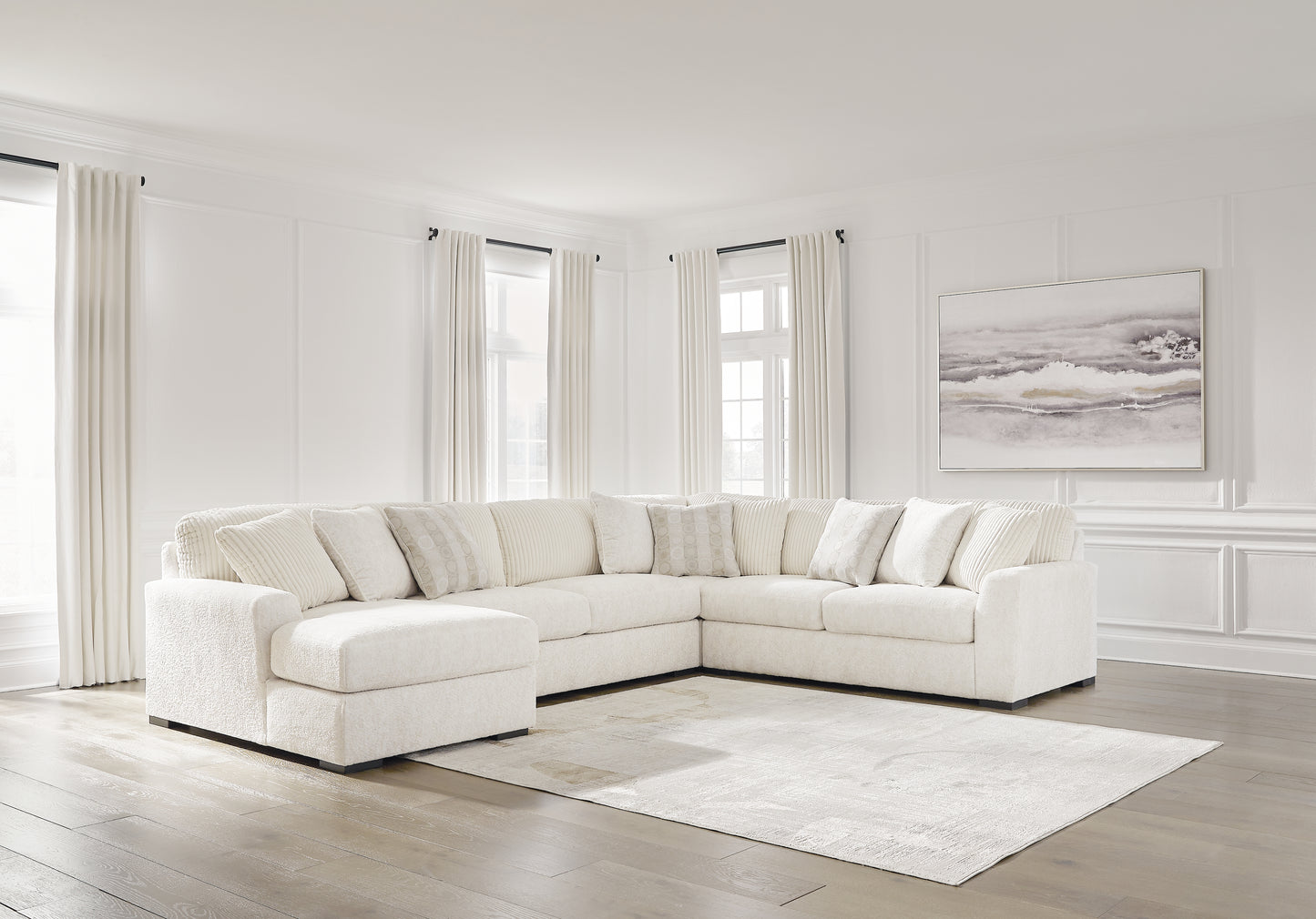 Myers Furniture Outlet - Ashley Furniture - Chessington Sectional - RAF 4-Piece Sectional with Chaise / Ivory - 61904S3
