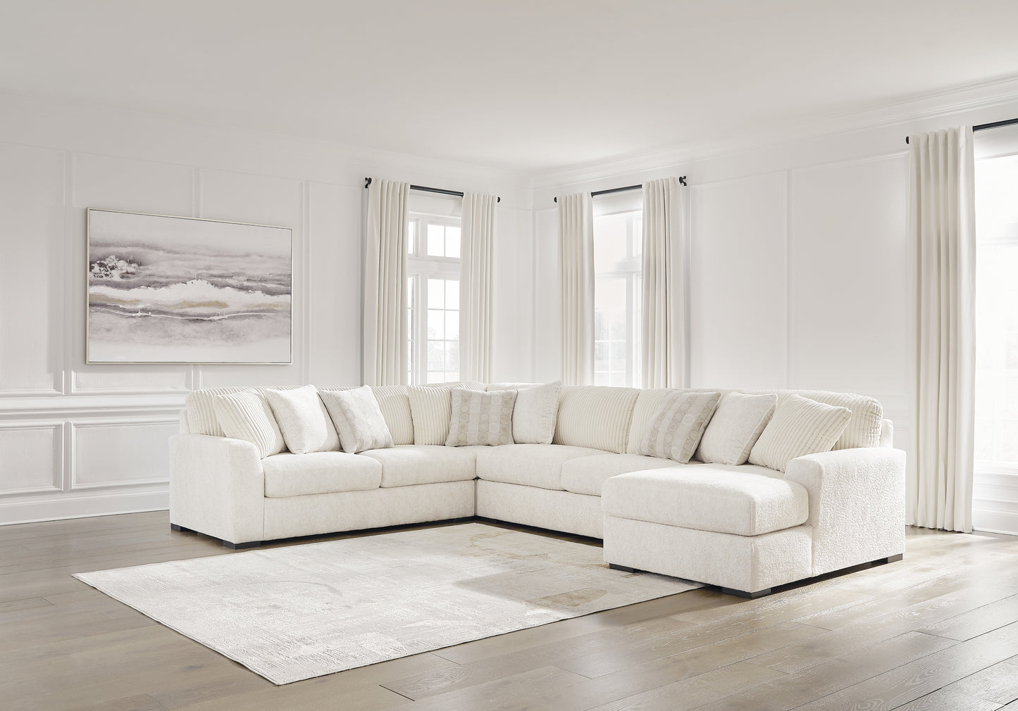 Myers Furniture Outlet - Ashley Furniture - Chessington Sectional - LAF 4-Piece Sectional with Chaise / Ivory - 61904S4