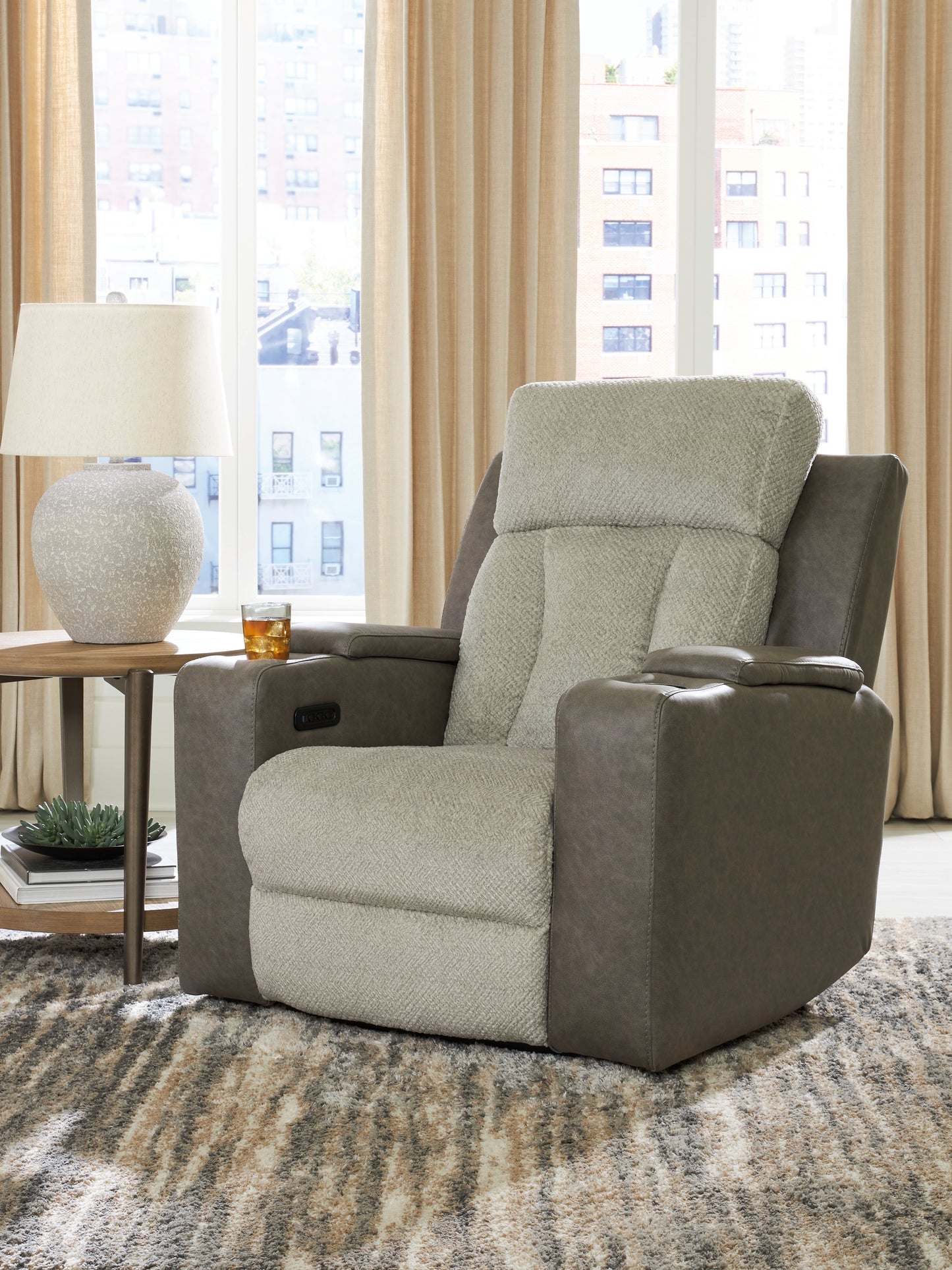 Myers Furniture Outlet - Ashley Furniture - WhipLash Living Room - PWR Recliner/ADJ Headrest / Sisal - PC6320413