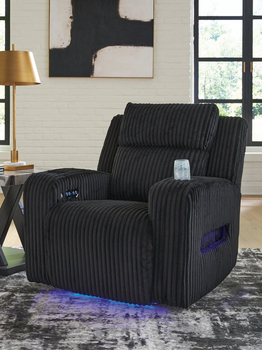 Myers Furniture Outlet - Ashley Furniture - Forest Lake Living Room - PWR REC Sofa with ADJ Headrest / Black - PC6420215