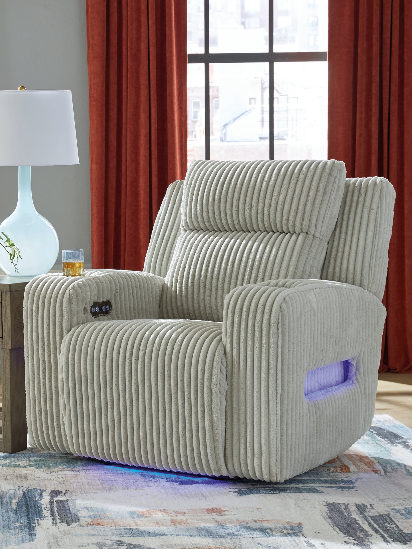 Myers Furniture Outlet - Ashley Furniture - Forest Lake Living Room - PWR Recliner/ADJ Headrest / Alloy - PC6420313