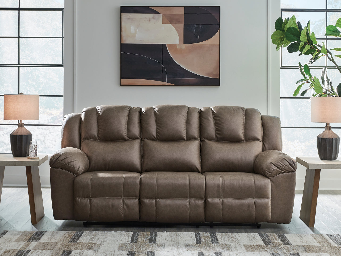 Myers Furniture Outlet - Ashley Furniture - Lowilla Living Room - Reclining Sofa / Driftwood - PC6450688