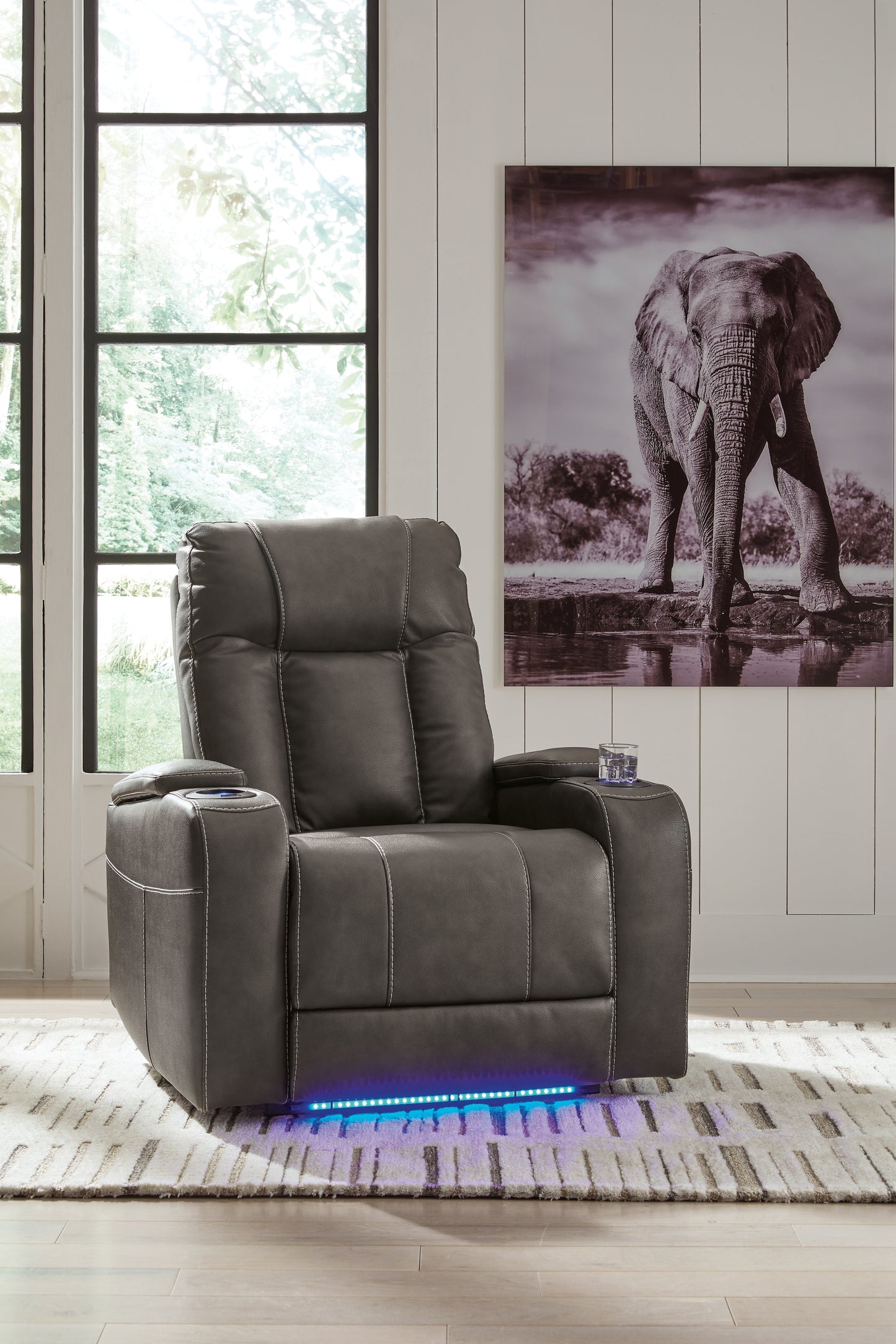 Myers Furniture Outlet - Ashley Furniture - Feazada Living Room - PWR Recliner/ADJ Headrest / Shadow - 6620513