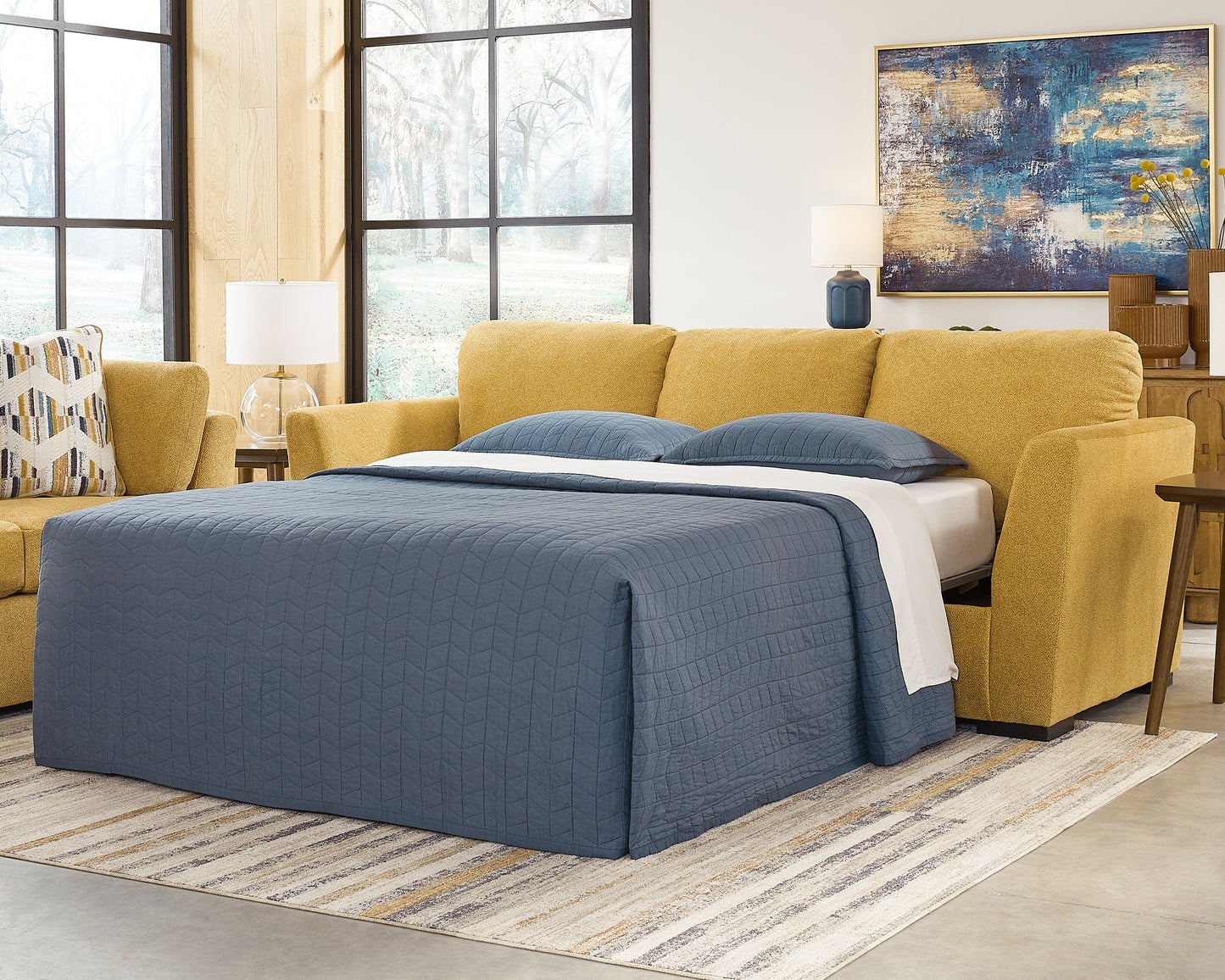 Myers Furniture Outlet - Ashley Furniture - Keerwick Living Room - Queen Sofa Sleeper / Sunflower - 6750639
