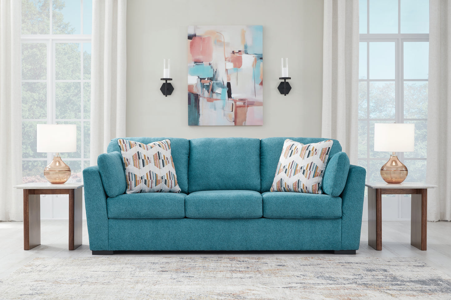 Myers Furniture Outlet - Ashley Furniture - Keerwick Living Room - Sofa / Teal - 6750738