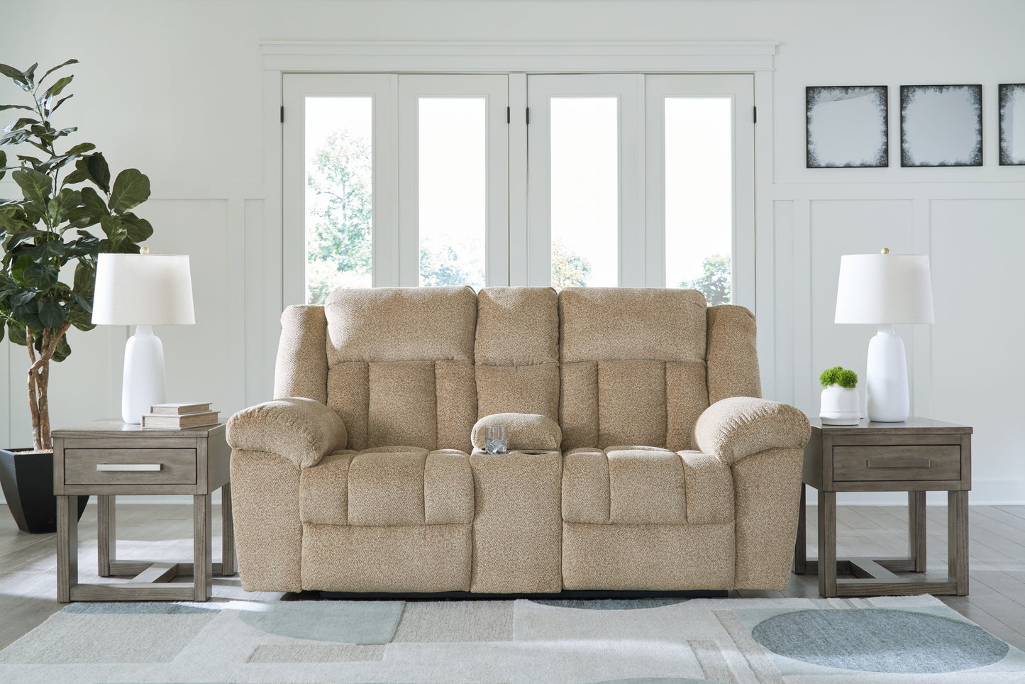 Myers Furniture Outlet - Ashley Furniture - Tip-Off Living Room - PWR REC Loveseat/CON/ADJ HDRST / Wheat - 6930518