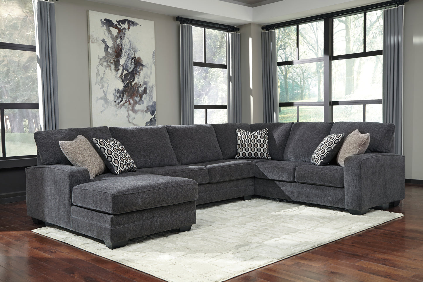 Myers Furniture Outlet - Ashley Furniture - Tracling Sectional - RAF 3-Piece Sectional with Chaise / Slate - 72600S1