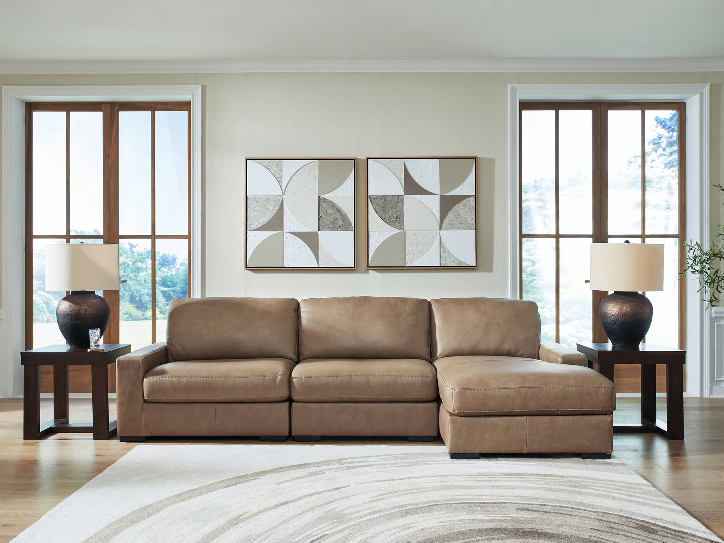 Myers Furniture Outlet - Ashley Furniture - Veronella Sectional - RAF 3-Piece Sectional with Chaise / Sahara - 76106S6
