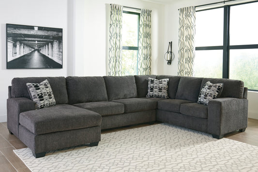 Myers Furniture Outlet - Ashley Furniture - Ballinasloe Sectional - RAF 3-Piece Sectional with Chaise / Platinum - 80702S1