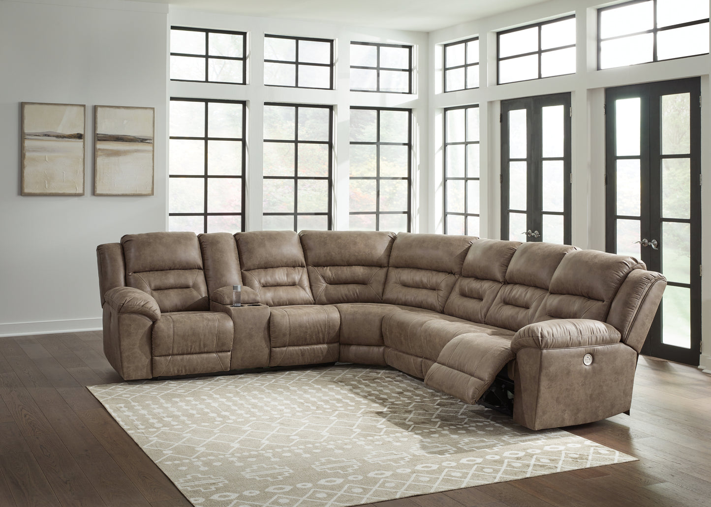 Myers Furniture Outlet - Ashley Furniture - Ravenel Sectional - 4-Piece Power Reclining Sectional / Fossil - 83106S3