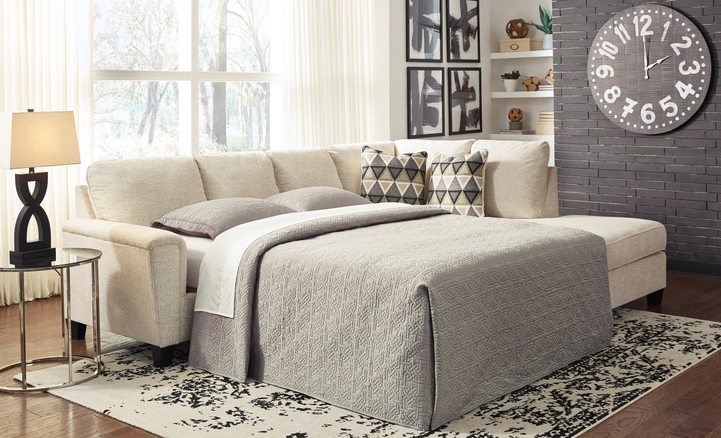 Myers Furniture Outlet - Ashley Furniture - Abinger Sectional - LAF 2-Piece Sleeper Sectional with Chaise / Natural - 83904S4