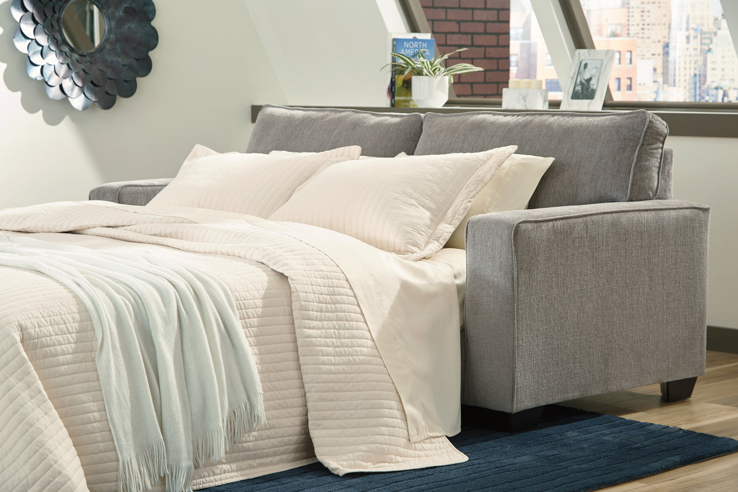 Myers Furniture Outlet - Ashley Furniture - Altari Living Room - Queen Sofa Sleeper / Alloy - 8721439