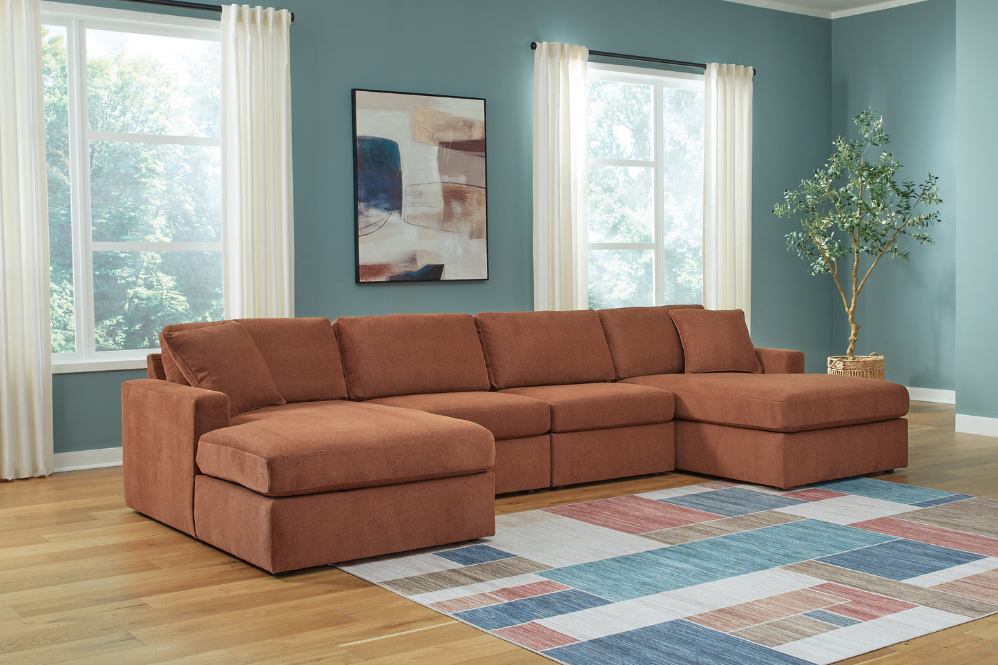 Myers Furniture Outlet - Ashley Furniture - Modmax Sectional - RAF 4-Piece Sectional with Chaise / Spice - 92102S19