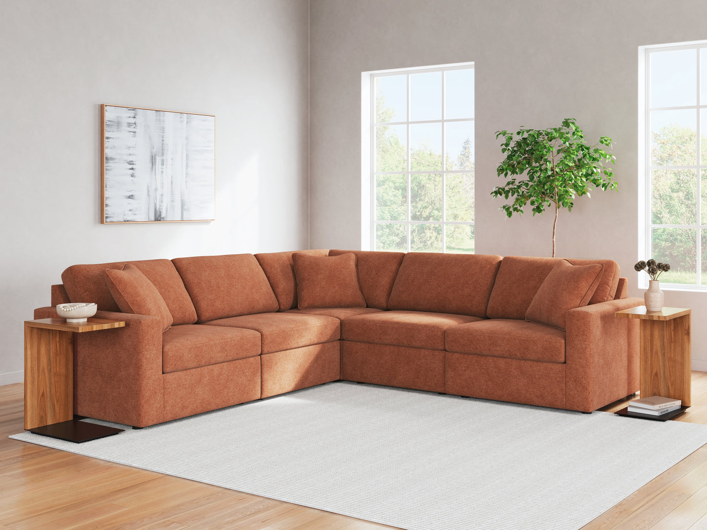 Myers Furniture Outlet - Ashley Furniture - Modmax Sectional - RAF 5-Piece Sectional / Spice - 92102S6