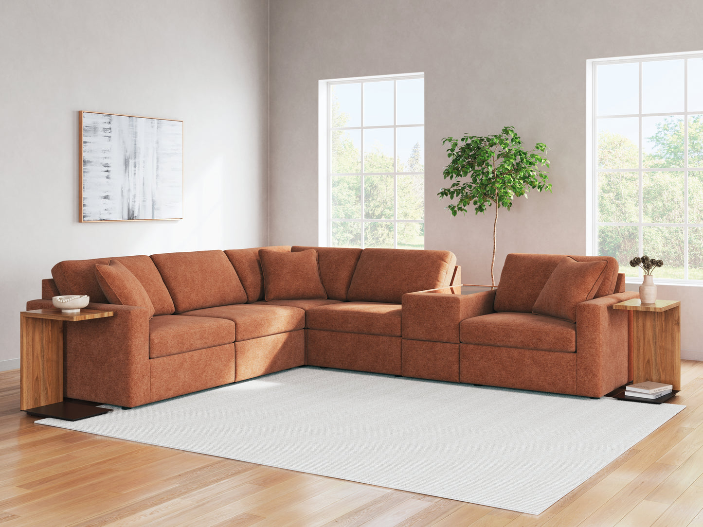 Myers Furniture Outlet - Ashley Furniture - Modmax Sectional - RAF 6-Piece Sectional / Spice - 92102S7