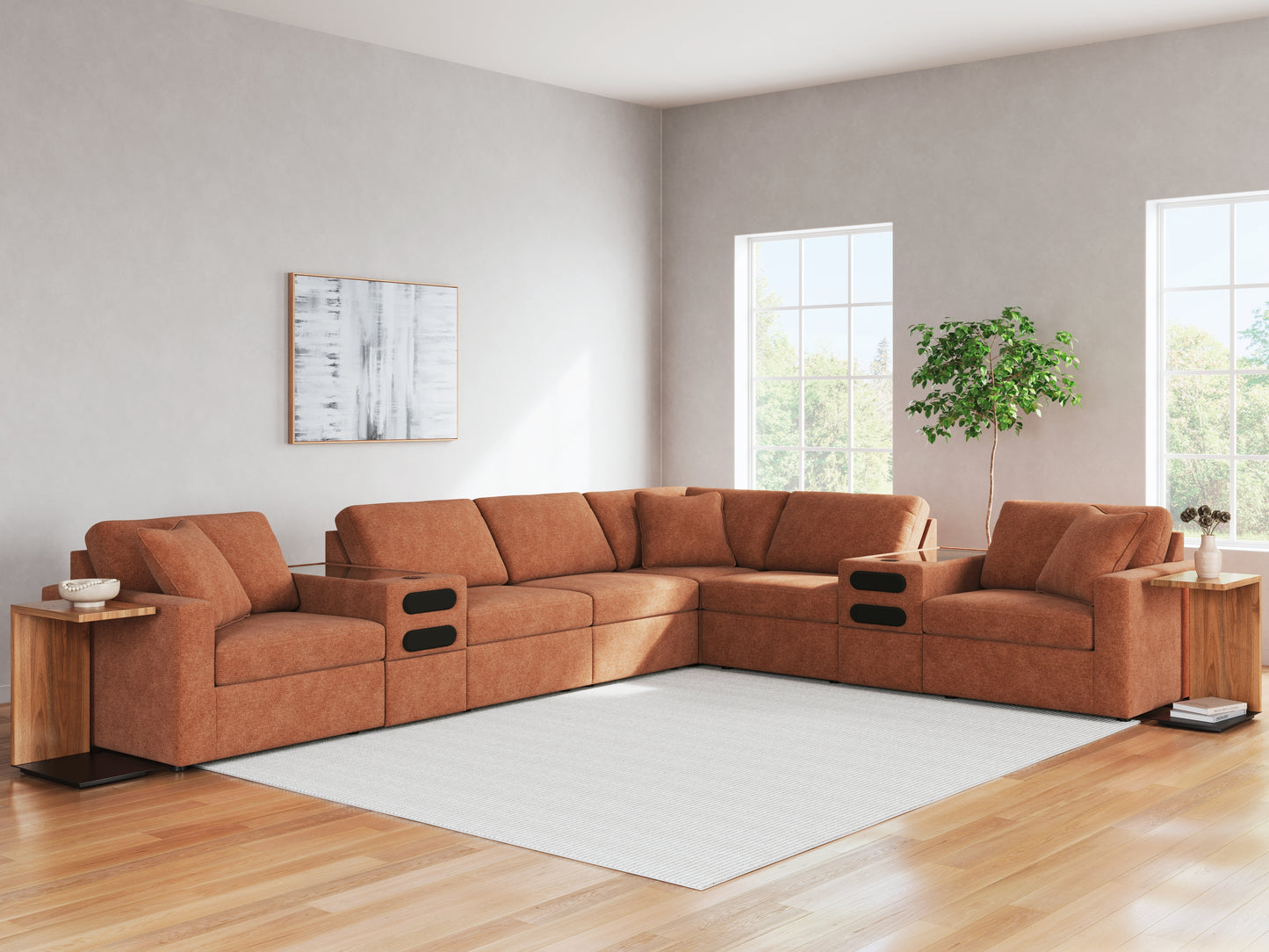 Myers Furniture Outlet - Ashley Furniture - Modmax Sectional - RAF 8-Piece Sectional / Spice - 92102S16