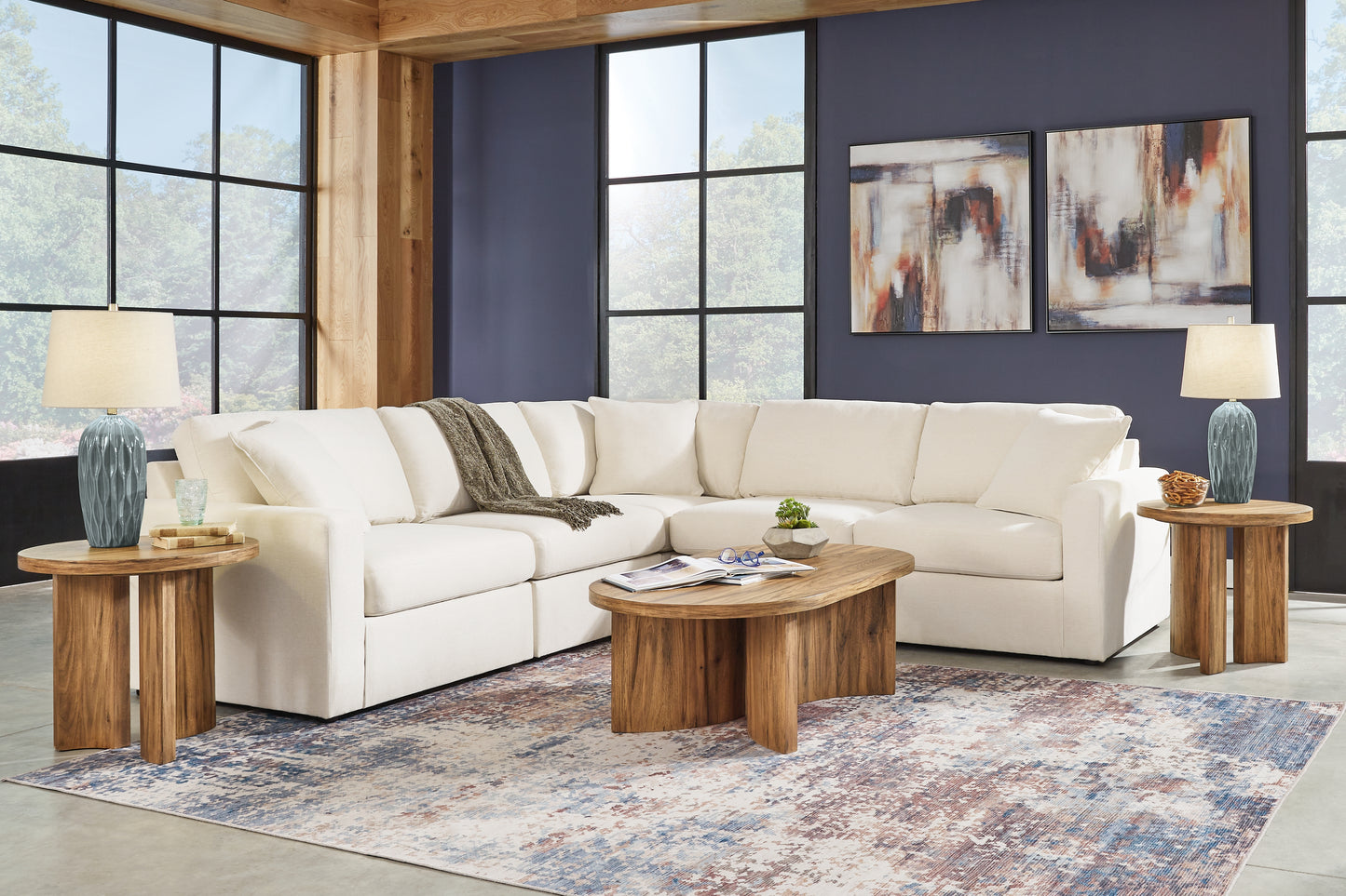 Myers Furniture Outlet - Ashley Furniture - Modmax Sectional - RAF 7-Piece Sectional with Audio Console / Ink - 92121S75