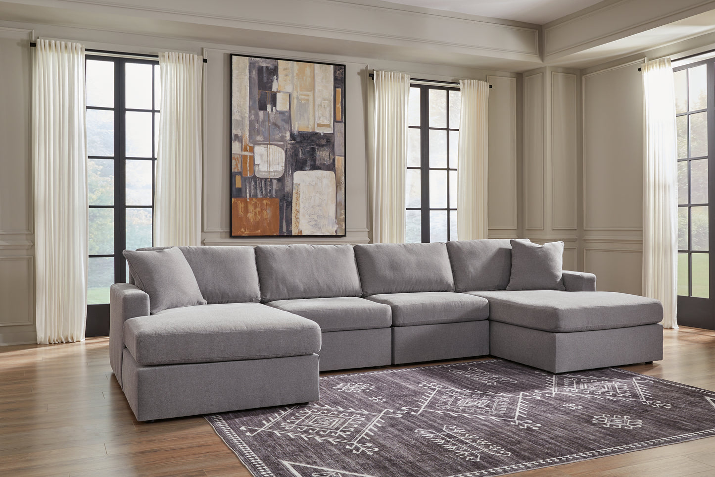 Myers Furniture Outlet - Ashley Furniture - Modmax Sectional - RAF 4-Piece Sectional with Chaise / Granite - 92104S19