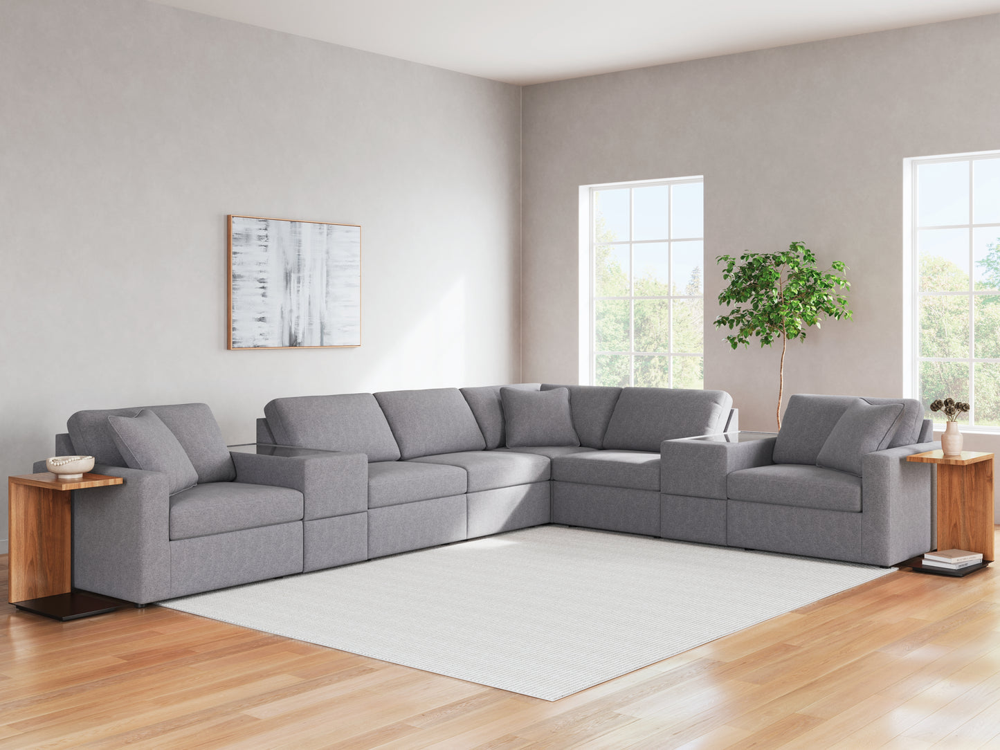 Myers Furniture Outlet - Ashley Furniture - Modmax Sectional - RAF 8-Piece Sectional / Granite - 92104S11