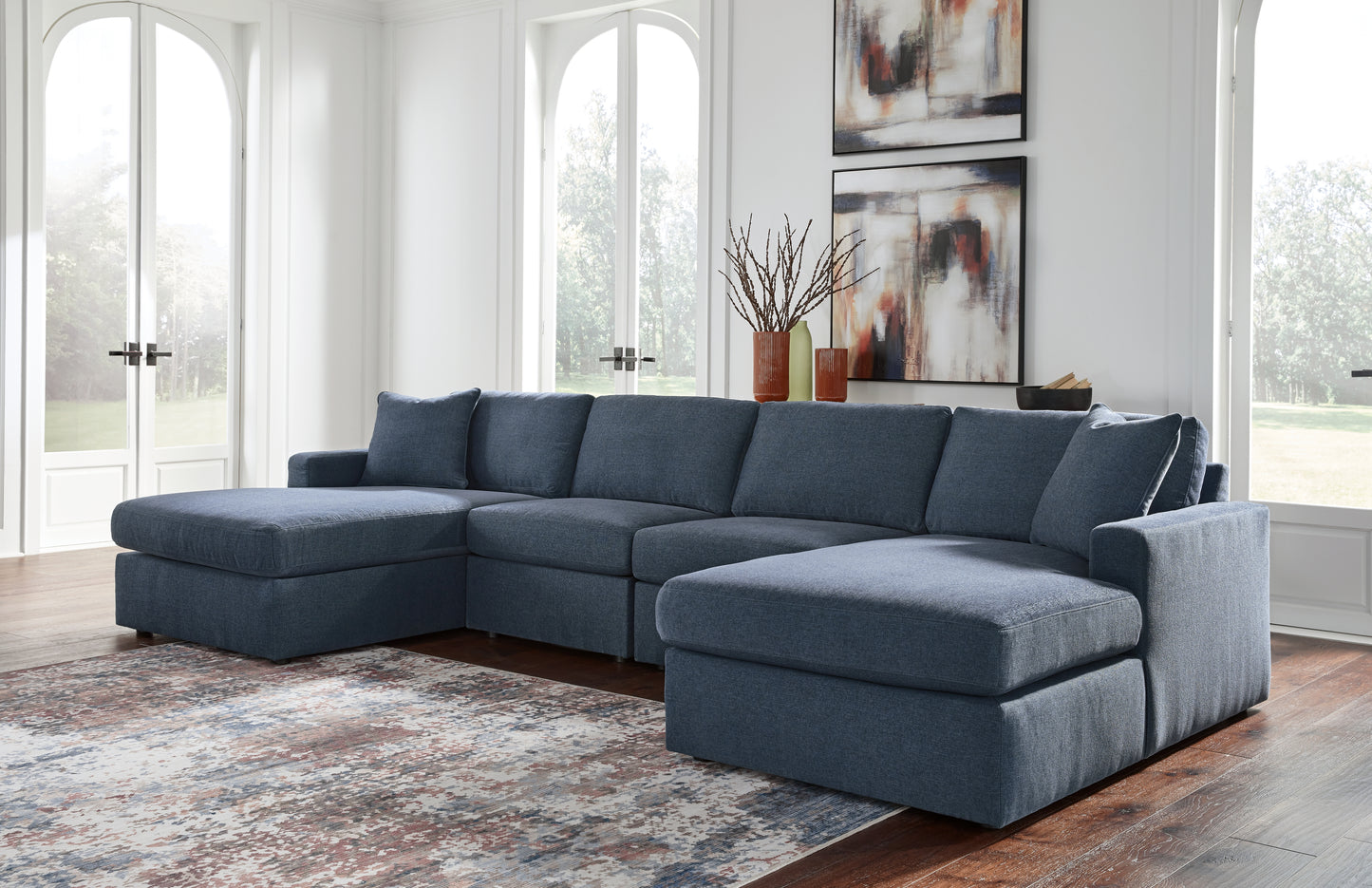 Myers Furniture Outlet - Ashley Furniture - Modmax Sectional - RAF 4-Piece Sectional with Chaise / Ink - 92121S19