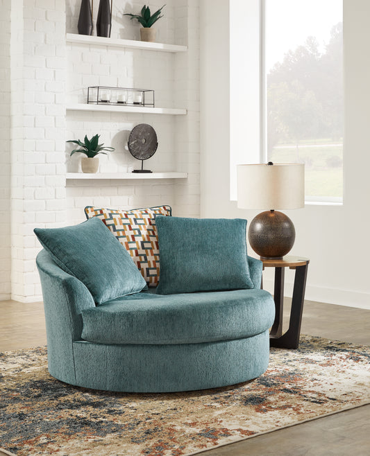 Myers Furniture Outlet - Ashley Furniture - Laylabrook Living Room - Oversized Swivel Accent Chair / Teal - 9220621
