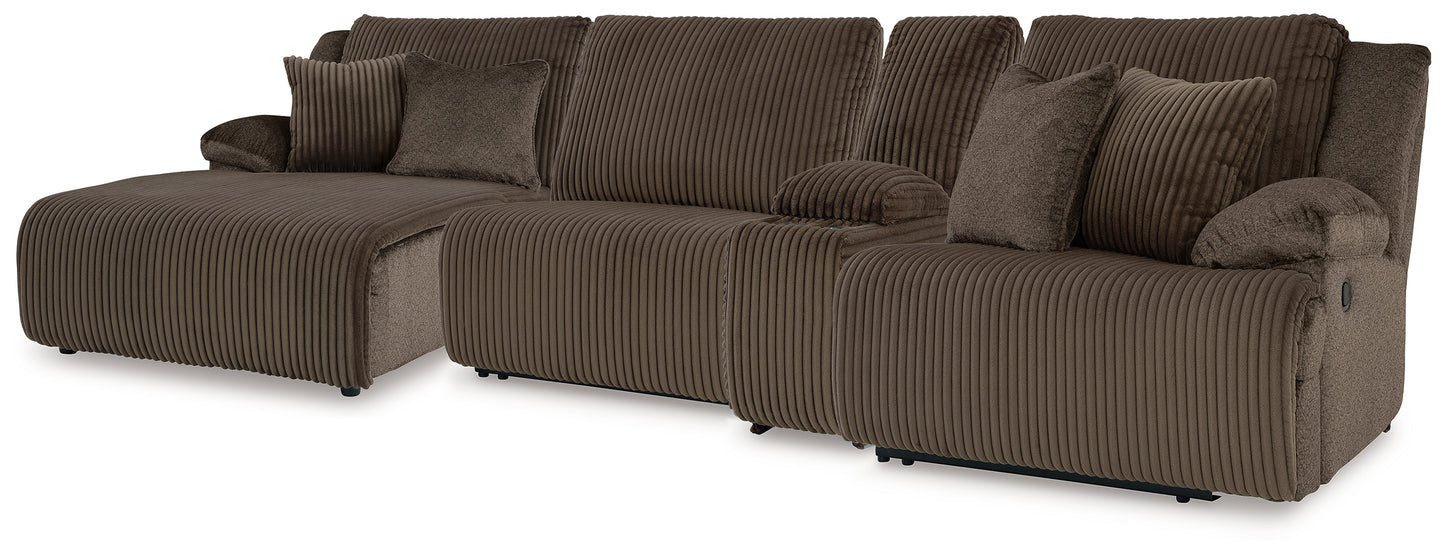 Myers Furniture Outlet - Ashley Furniture - Top Tier Sectional - 4-Piece Reclining Sectional with Chaise / Chocolate - 92705S12