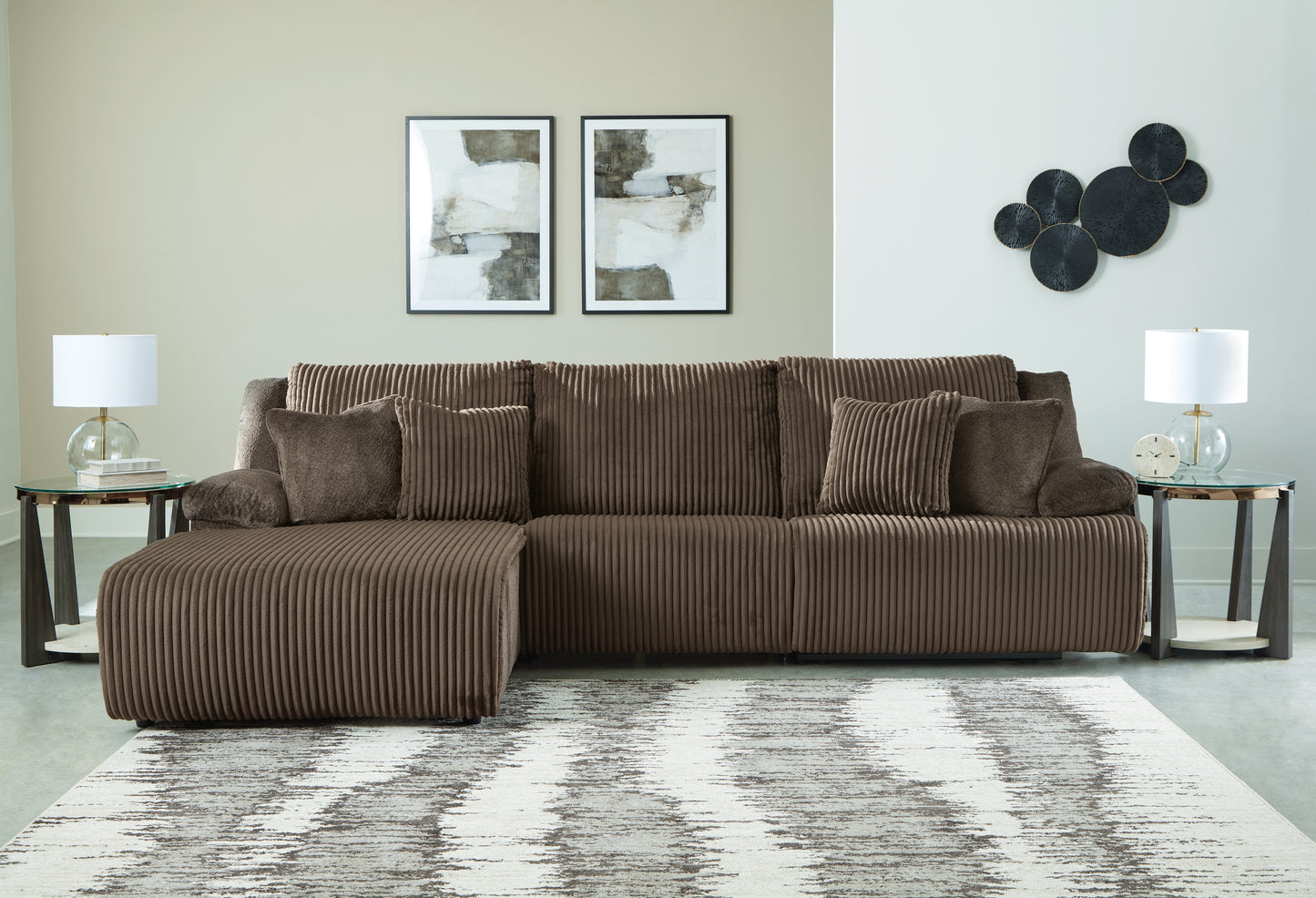 Myers Furniture Outlet - Ashley Furniture - Top Tier Sectional - 3-Piece Sectional Sofa Chaise / Chocolate - 92705S7