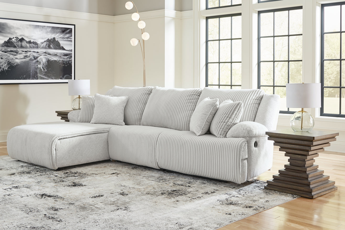 Myers Furniture Outlet - Ashley Furniture - Top Tier Sectional - 3-Piece Sectional Sofa Chaise / Alloy - 92706S7