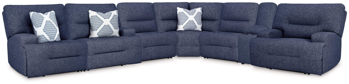 Myers Furniture Outlet - Ashley Furniture - Acklen Place Sectional - 7-Piece Power Reclining Sectional / Navy - 93607S8